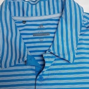 Adidas Blue Striped Men's Polo Shirt 2X New Cond